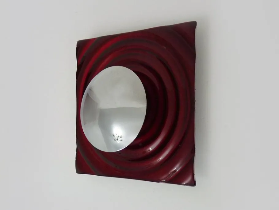New Pamono Wall Lamp in Red Glass and Chrome Reflector by Paul Neuhaus, 1990s