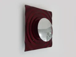New Pamono Wall Lamp in Red Glass and Chrome Reflector by Paul Neuhaus, 1990s