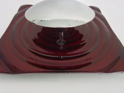 New Pamono Wall Lamp in Red Glass and Chrome Reflector by Paul Neuhaus, 1990s