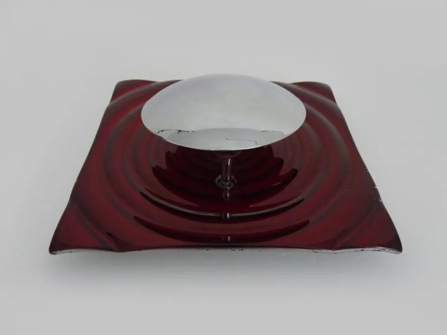 New Pamono Wall Lamp in Red Glass and Chrome Reflector by Paul Neuhaus, 1990s