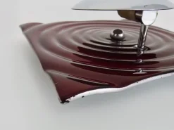 New Pamono Wall Lamp in Red Glass and Chrome Reflector by Paul Neuhaus, 1990s