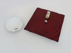 New Pamono Wall Lamp in Red Glass and Chrome Reflector by Paul Neuhaus, 1990s