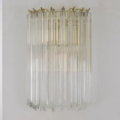 Clearance Pamono Wall Lamp with Quadrihedral Murano Glass, Italy, 1990s