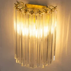 Clearance Pamono Wall Lamp with Quadrihedral Murano Glass, Italy, 1990s