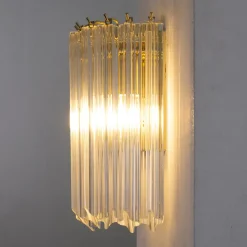 Clearance Pamono Wall Lamp with Quadrihedral Murano Glass, Italy, 1990s