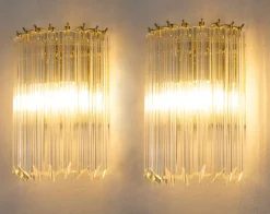 Clearance Pamono Wall Lamp with Quadrihedral Murano Glass, Italy, 1990s