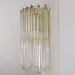 Clearance Pamono Wall Lamp with Quadrihedral Murano Glass, Italy, 1990s