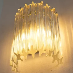 Clearance Pamono Wall Lamp with Quadrihedral Murano Glass, Italy, 1990s