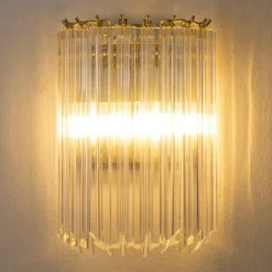 Clearance Pamono Wall Lamp with Quadrihedral Murano Glass, Italy, 1990s