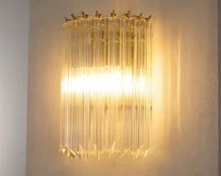 Clearance Pamono Wall Lamp with Quadrihedral Murano Glass, Italy, 1990s