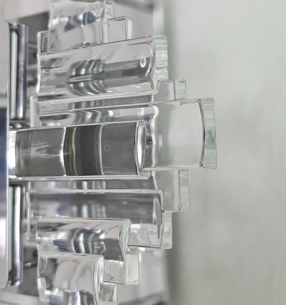 Discount Pamono Wall Lamps in Chromed Metal and Glass by Gaetano Sciolari, 1970s, Set of 2