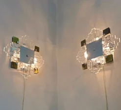 Discount Pamono Wall Lamps in Chromed Metal and Glass by Gaetano Sciolari, 1970s, Set of 2