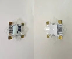 Discount Pamono Wall Lamps in Chromed Metal and Glass by Gaetano Sciolari, 1970s, Set of 2