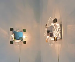 Discount Pamono Wall Lamps in Chromed Metal and Glass by Gaetano Sciolari, 1970s, Set of 2