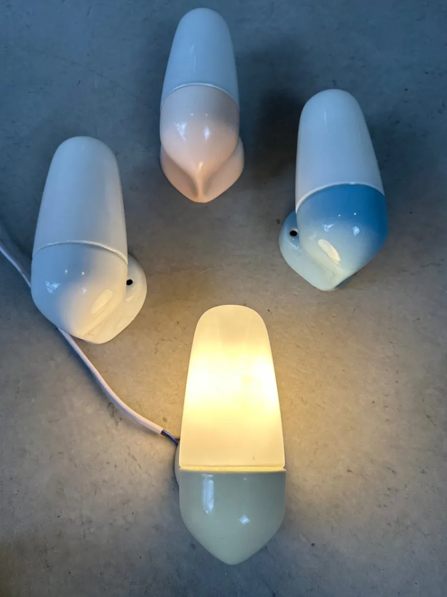 Hot Pamono Wall Lamps in Pastel Colors by Wilhelm Wagenfeld, Set of 4