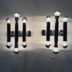 Discount Pamono Wall Lamps Sconce Chrome Tubular by Gaetano Sciolari, 1970s, Set of 2