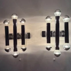 Discount Pamono Wall Lamps Sconce Chrome Tubular by Gaetano Sciolari, 1970s, Set of 2