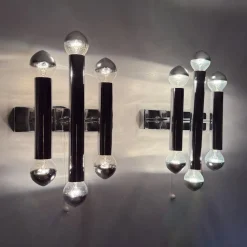 Discount Pamono Wall Lamps Sconce Chrome Tubular by Gaetano Sciolari, 1970s, Set of 2