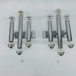 Discount Pamono Wall Lamps Sconce Chrome Tubular by Gaetano Sciolari, 1970s, Set of 2