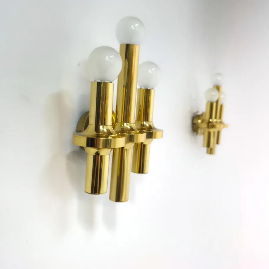 Discount Pamono Wall Light in Brass by Gaetano Sciolari for Boulanger, 1970s