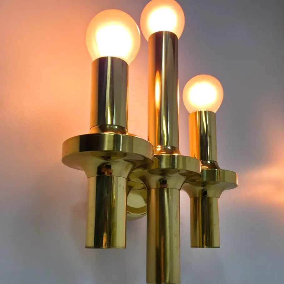 Discount Pamono Wall Light in Brass by Gaetano Sciolari for Boulanger, 1970s