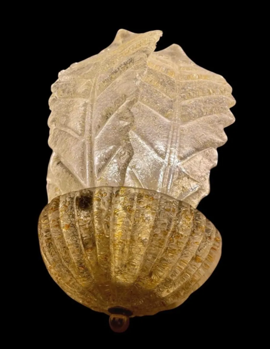 Discount Pamono Wall Lighting Gold Glass Murano from Barovier & Toso, Italy, 1980, Set of 2