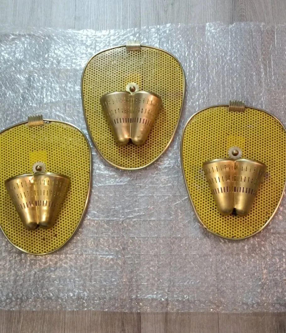 Hot Pamono Wall Lights attributed to Mathieu Mategot, 1950s, Set of 3