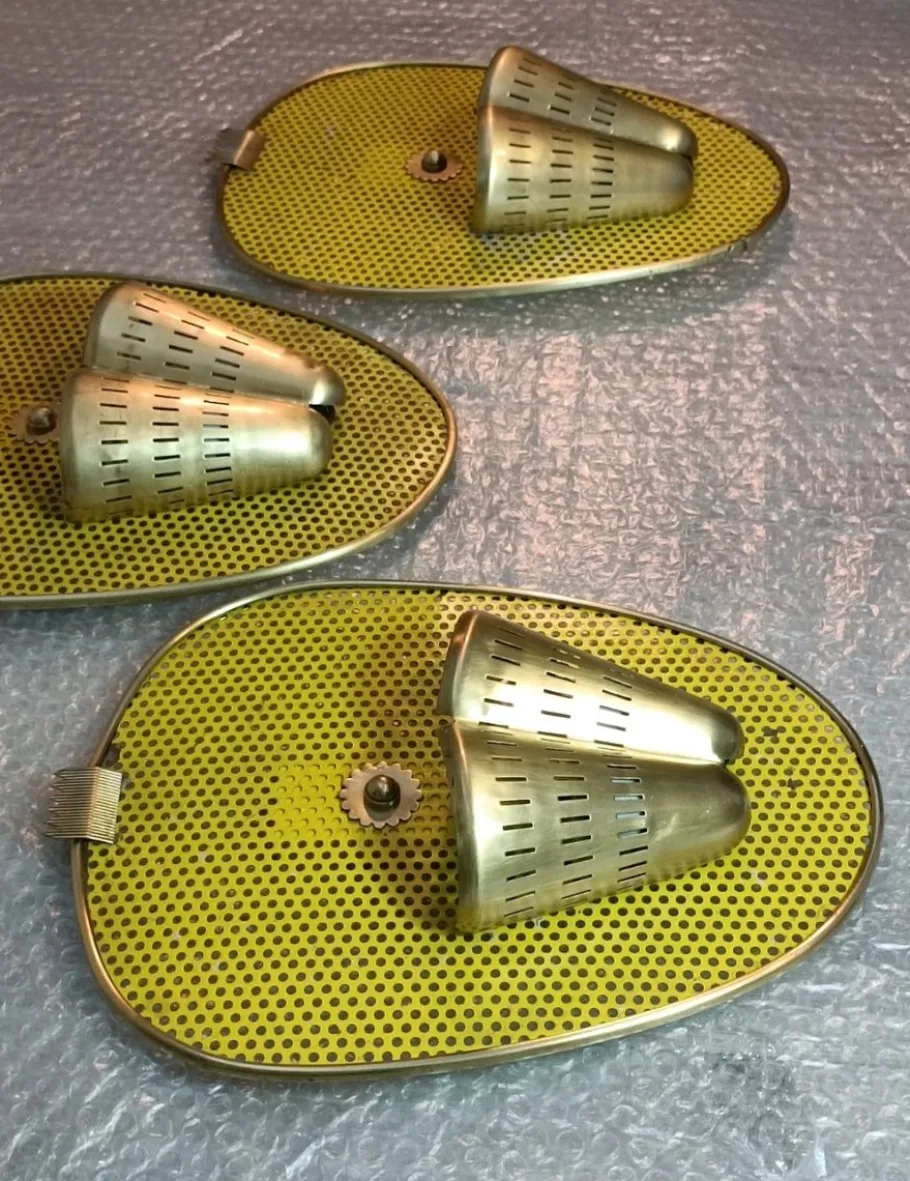 Hot Pamono Wall Lights attributed to Mathieu Mategot, 1950s, Set of 3