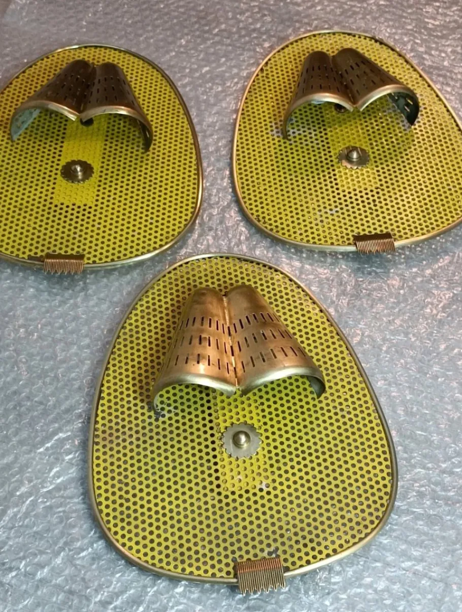 Hot Pamono Wall Lights attributed to Mathieu Mategot, 1950s, Set of 3