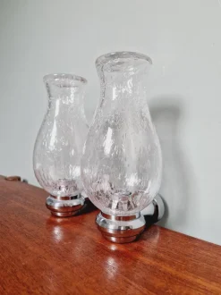 Pamono Wall Lights in Blown Glass and Chrome Metal, 1970s, Set of 2