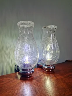 Pamono Wall Lights in Blown Glass and Chrome Metal, 1970s, Set of 2