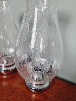 Pamono Wall Lights in Blown Glass and Chrome Metal, 1970s, Set of 2