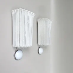 Pamono Wall Lights in Glass, Porcelain & Chrome-Plate from Limburg-Keuco, 1970s, Set of 2