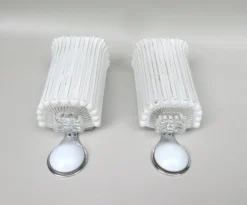 Pamono Wall Lights in Glass, Porcelain & Chrome-Plate from Limburg-Keuco, 1970s, Set of 2