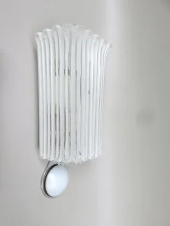 Pamono Wall Lights in Glass, Porcelain & Chrome-Plate from Limburg-Keuco, 1970s, Set of 2