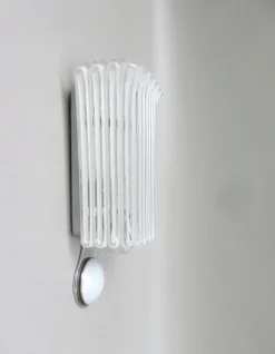 Pamono Wall Lights in Glass, Porcelain & Chrome-Plate from Limburg-Keuco, 1970s, Set of 2