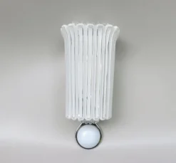 Pamono Wall Lights in Glass, Porcelain & Chrome-Plate from Limburg-Keuco, 1970s, Set of 2