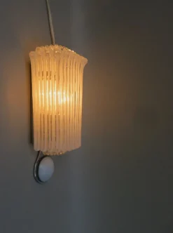 Pamono Wall Lights in Glass, Porcelain & Chrome-Plate from Limburg-Keuco, 1970s, Set of 2