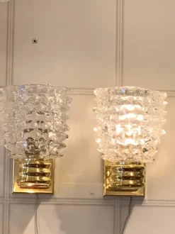 Best Pamono Wall Lights in Rostrato Murano Glass in the style of Barovier, 2000, Set of 2