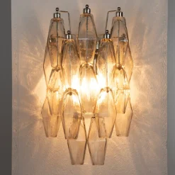 Best Pamono Wall Sconce in Smoky Poliedri Murano Glass, Italy, 1990s