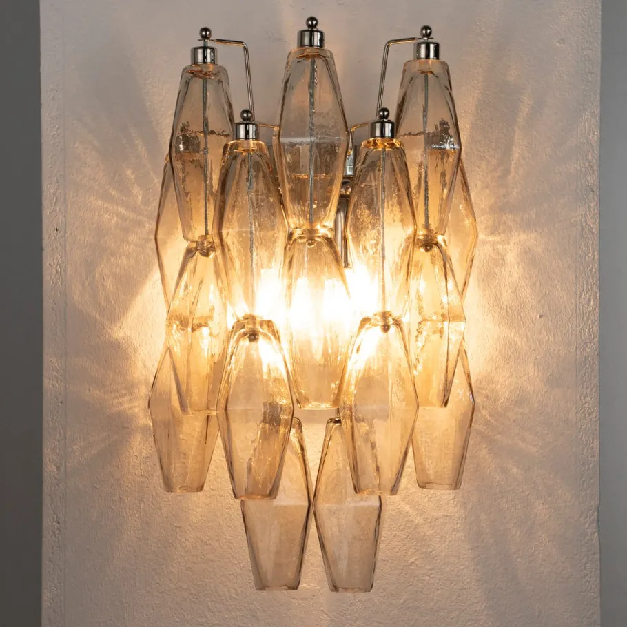 Best Pamono Wall Sconce in Smoky Poliedri Murano Glass, Italy, 1990s