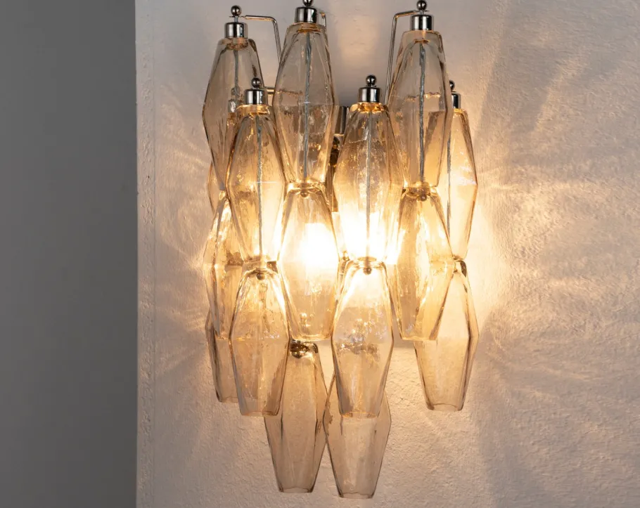 Best Pamono Wall Sconce in Smoky Poliedri Murano Glass, Italy, 1990s