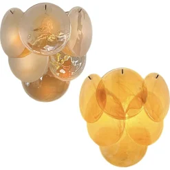 New Pamono Wall Sconces Murano Discs, 1990s, Set of 2