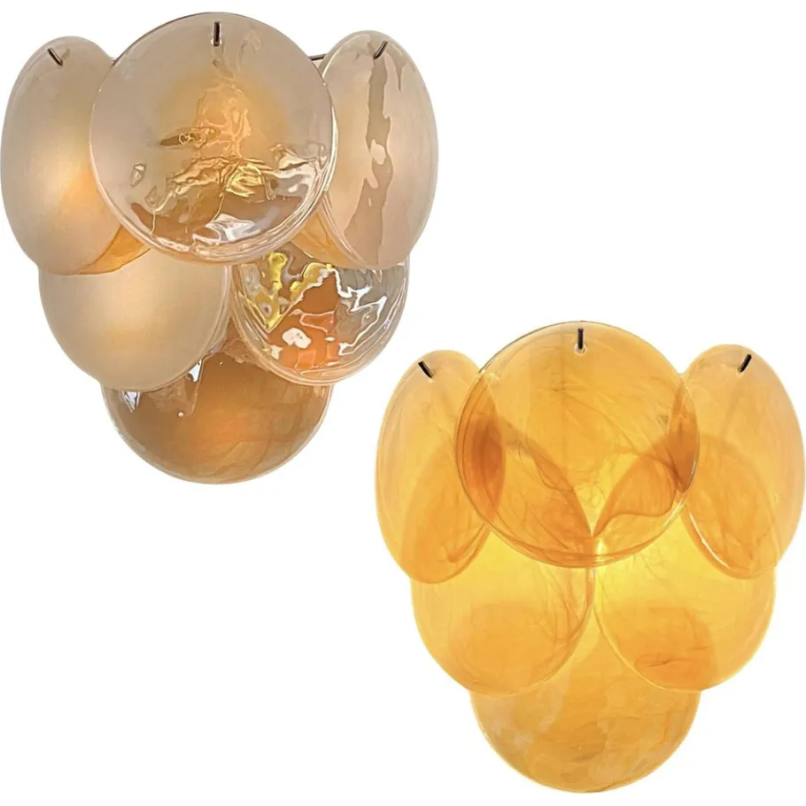 New Pamono Wall Sconces Murano Discs, 1990s, Set of 2