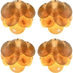 Best Pamono Wall Sconces with Amber Murano Discs, 1990, Set of 4