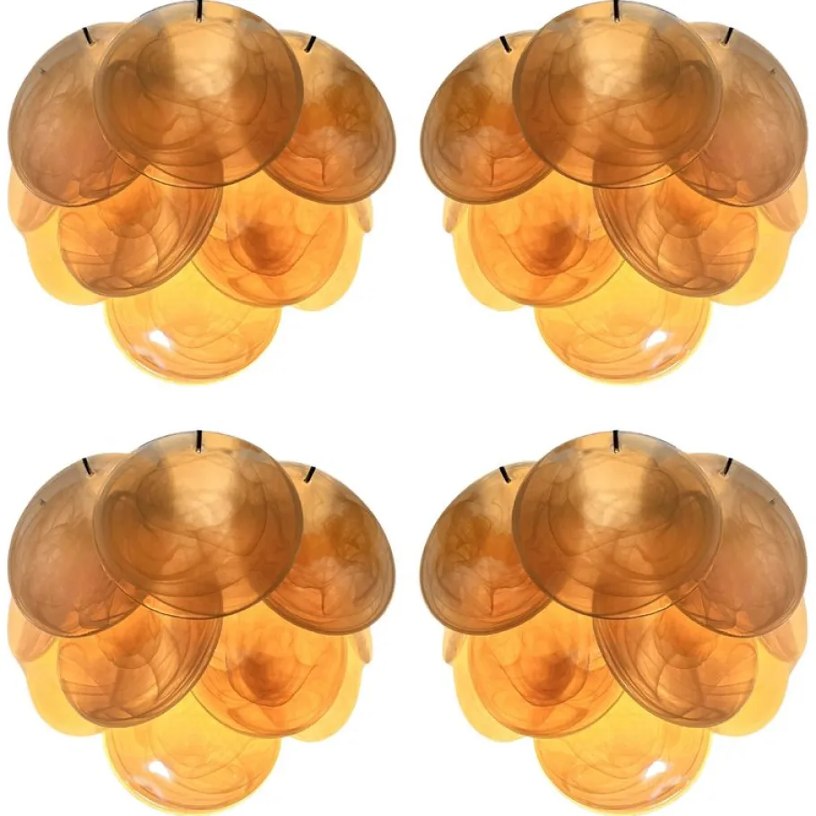 Best Pamono Wall Sconces with Amber Murano Discs, 1990, Set of 4