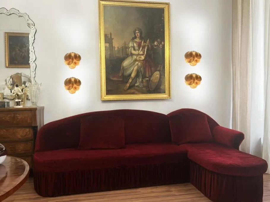 Best Pamono Wall Sconces with Amber Murano Discs, 1990, Set of 4