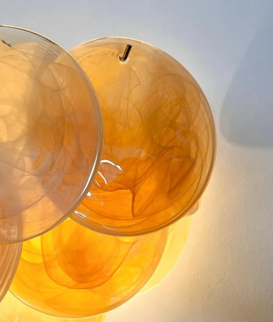 Best Pamono Wall Sconces with Amber Murano Discs, 1990, Set of 4