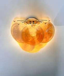 Best Pamono Wall Sconces with Amber Murano Discs, 1990, Set of 4