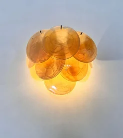 Best Pamono Wall Sconces with Amber Murano Discs, 1990, Set of 4